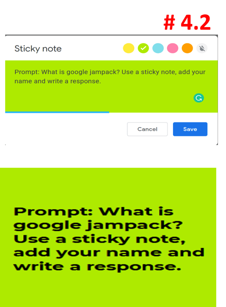 Sticky note tool in jamboard