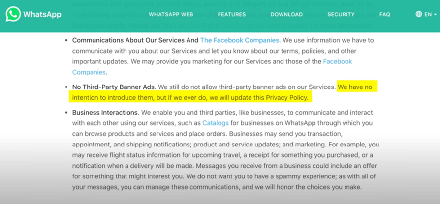 As per WhatsApp 2021 update While chats between users and a Business are end-to-end encrypted, WhatsApp says that once the message is received, it will be subject to the business’s own privacy practices.
