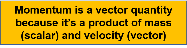 Is momentum a vector quantity? Yes its a product of mass (scalar) and velocity (vector) quantity.