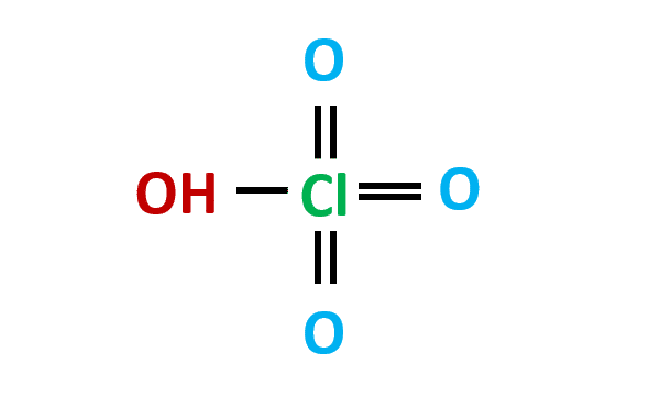 the perchloric acid formula is HCLO4. It comprises four oxygen atoms, one hydrogen atom, and one chlorine atom.