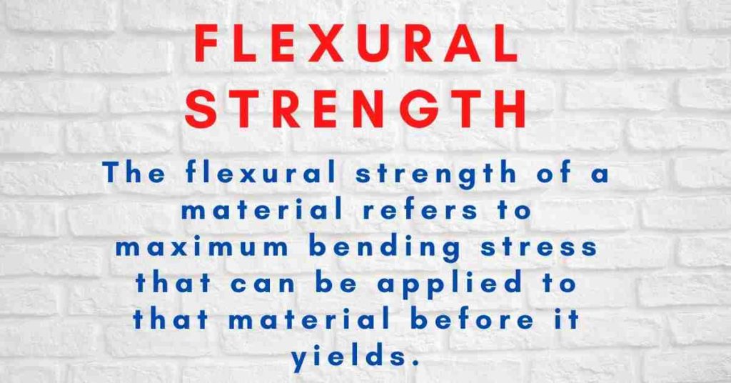 Definition of flexural strength refers to maximum bending stress that can be applied to that material before it yields.