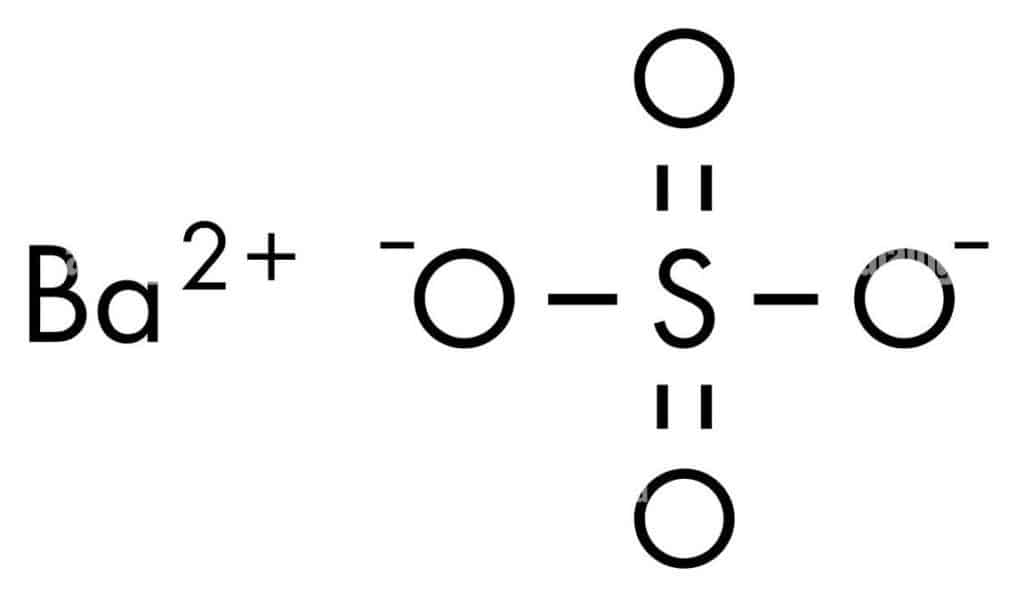Barium sulfate has the chemical formula BaSO4 and is an inorganic substance.