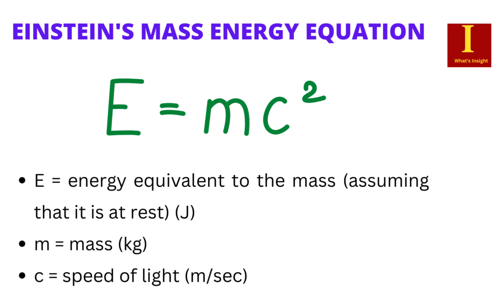 Einstein's Mass Energy equation in simple terms