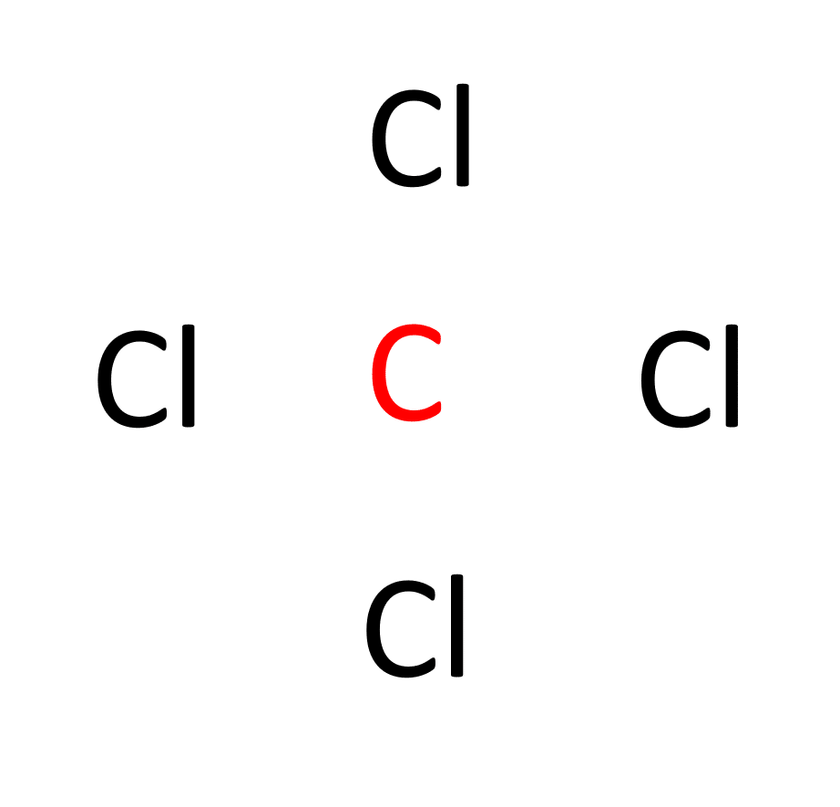 one carbon atom surrounded by four chlorid atoms