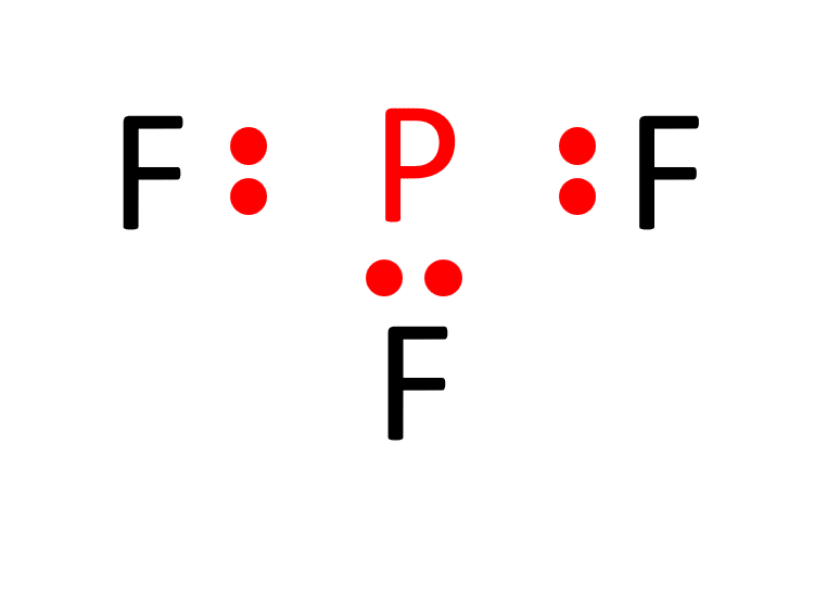 single phosphor atom building pair bonds with three fluorine atoms