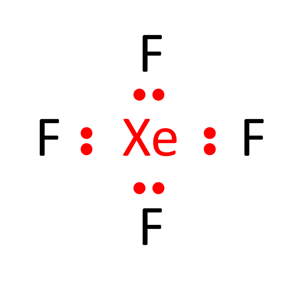 chemical formula of electron bond between one xenon and four fluorid atoms